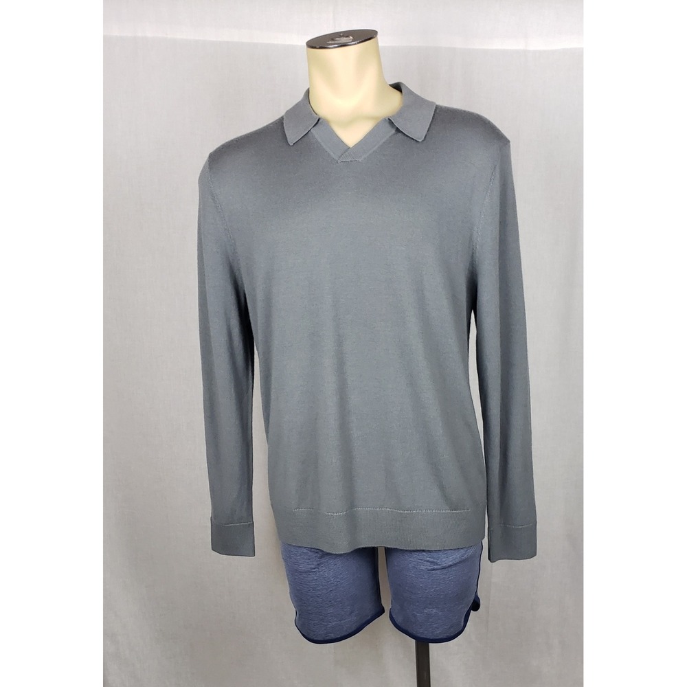 The Commons Mens Gray Merino Wool V-Neck Long Sleeve‎ Sweater L Casual Classic